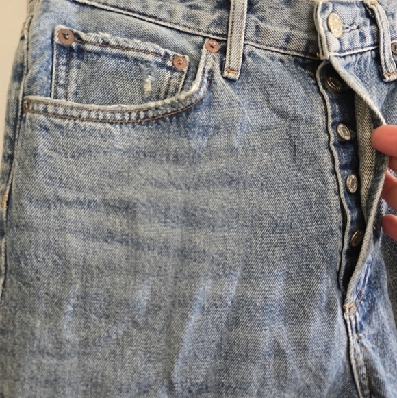 Agolde 90s Pinch Crop Distressed Jeans 28 Ultra High Rise Organic Cotton - Picture 5 of 8